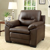 Benzara Parma Contemporary Chair, Brown BM123378 Brown Leather BM123378