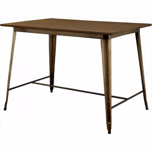 Benzara Cooper II Counter Ht. Table, Brown BM123397 Brown Metal, Solid Wood, Wood Veneer & Others BM123397