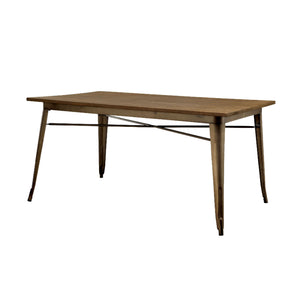 Benzara Cooper II Industrial Standard Height Table, Natural Elm BM123398 Natural Elm Metal Solid Wood Wood Veneer & Others BM123398