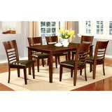 Benzara Hillsview I Transitional Dining Table, Brown Cherry BM123400 Brown Cherry Padded Leatherette Solid Wood BM123400