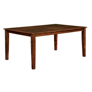 Benzara Hillsview I Transitional Dining Table, Brown Cherry BM123400 Brown Cherry Padded Leatherette Solid Wood BM123400