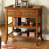 Benzara Wickenburg Transitional Side Table, Medium Oak BM123414 Medium Oak Wood BM123414