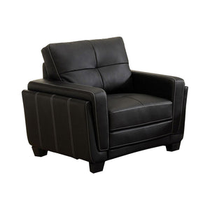 Benzara Blacksburg Contemporary Chair, Black BM123464 Black Leather BM123464