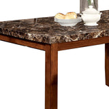 Benzara Elmore Oak Finish Dining Table BM123472 Antique Oak Faux Marble, Solid Wood, Wood Veneer & Others BM123472