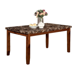 Benzara Elmore Oak Finish Dining Table BM123472 Antique Oak Faux Marble, Solid Wood, Wood Veneer & Others BM123472