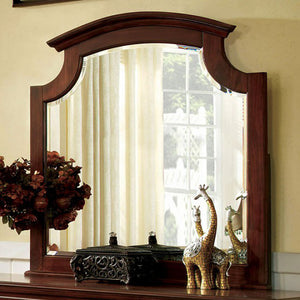 Benzara Gabrielle II European Style Cherry Finish Mirror BM123525 Cherry Wood Glass BM123525