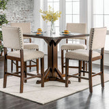 Benzara Glenbrook Brown Cherry And Ivory Counter Height Dining Table BM123551 Brown Cherry Wood BM123551