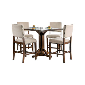 Benzara Glenbrook Brown Cherry And Ivory Counter Height Dining Table BM123551 Brown Cherry Wood BM123551