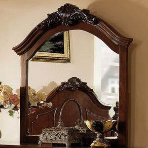 Benzara Velda II Baroque Style Mirror In Brown Cherry Finish BM123568 Brown Cherry Wood Glass BM123568