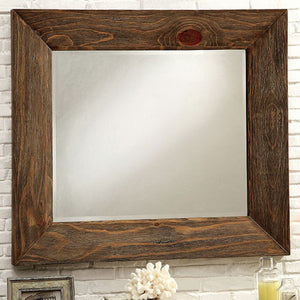 Benzara Coimbra Mirror In Rustic Natural Tone Finish BM123584 Rustic Natural Tone Wood Glass BM123584