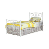 Benzara Princess Design Twin Size Metal Bed, White BM123592 White Metal BM123592