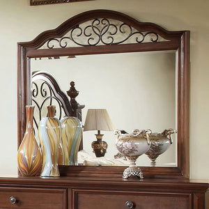 Benzara Landaluce Antique Dark Oak  Metal Design Mirror BM123595 Antique Dark Oak Wood Glass BM123595