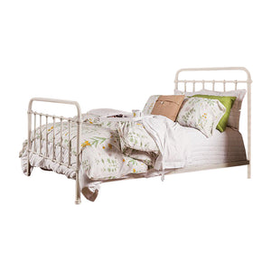 Benzara Contemporary Metal Twin Bed in Vintage White  BM123605 White Metal BM123605