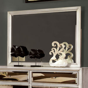 Benzara Golva Contemporary Style Mirror , Silver BM123620 Silver Mirror Solid Wood Wood Veneer & Others BM123620