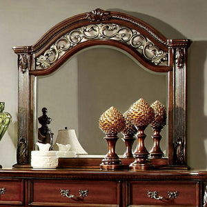 Benzara Arthur Traditional Elegant Style Mirror , Brown Cherry BM123621 Brown Cherry Wood Glass BM123621