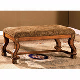 Benzara Vale Royal Traditional Bench, Antique Oak BM123637 Antique Oak Fabric Solid Wood & Others BM123637