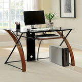 Benzara Baden Transitional Style Computer Desk , Oak and Black BM123639 Oak, Black Metal Solid Wood & Others BM123639