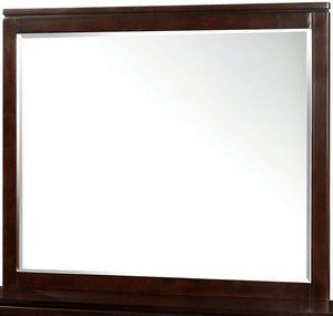 Benzara Balfour Transitional Style Mirror , Brown Cherry BM123659 Brown Cherry Solid Wood Wood Veneer & Others BM123659