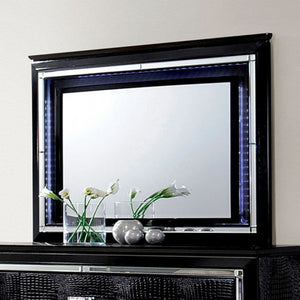 Benzara Bellanova Contemporary Style Mirror , Black BM123688 Black Wood Glass BM123688