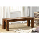 Benzara Frontier Transitional Style Bench , Dark Oak BM123720 Brown Wood BM123720