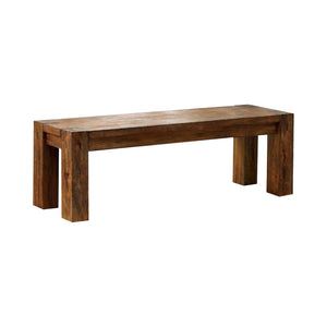 Benzara Frontier Transitional Style Bench , Dark Oak BM123720 Brown Wood BM123720