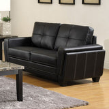 Benzara Blacksburg Contemporary Style Love Seat , Black BM123723 Black Leather BM123723