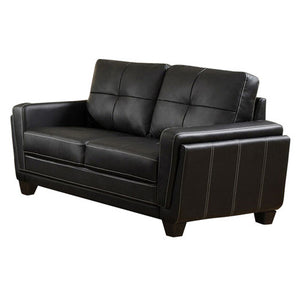 Benzara Blacksburg Contemporary Style Love Seat , Black BM123723 Black Leather BM123723