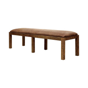 Benzara Gianna Transitional Bench, Rustic Pine BM123752 Rustic Pine Leatherette Solid Wood Wood Veneer & Others BM123752