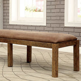 Benzara Gianna Transitional Bench, Rustic Pine BM123752 Rustic Pine Leatherette Solid Wood Wood Veneer & Others BM123752