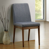 Benzara Eindride Mid-Century Modern Side Chair Set Of 2 BM123798 Gray, Oak Linen-like Fabric Solid Wood Wood Veneer BM123798