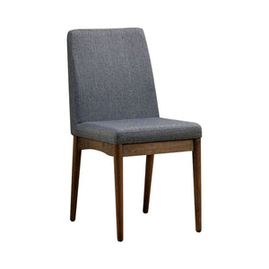 Benzara Eindride Mid-Century Modern Side Chair Set Of 2 BM123798 Gray, Oak Linen-like Fabric Solid Wood Wood Veneer BM123798