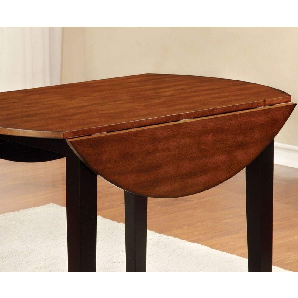 Benzara Transitional Style Round Dining Table With Drop Leaf Top, Brown  BM123803 Brown Wood BM123803