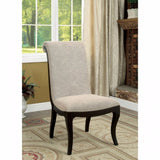 Benzara Ornette Contemporary Side Chair, Set Of 2 BM123811 Espresso Linen-like Fabric Solid Wood Wood Veneer BM123811