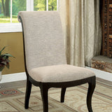 Benzara Ornette Contemporary Side Chair, Set Of 2 BM123811 Espresso Linen-like Fabric Solid Wood Wood Veneer BM123811