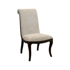 Benzara Ornette Contemporary Side Chair, Set Of 2 BM123811 Espresso Linen-like Fabric Solid Wood Wood Veneer BM123811