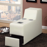 Benzara Floria Contemporary Style Speaker Console, White BM123869 White Leather BM123869