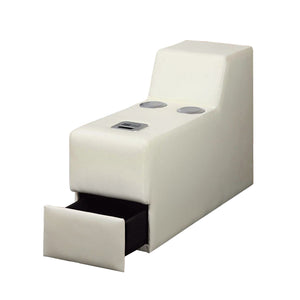 Benzara Floria Contemporary Style Speaker Console, White BM123869 White Leather BM123869