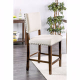 Benzara Glenbrook Counter Height Chair, Brown Cherry Finish, Set Of 2 BM131110 Brown Cherry, Ivory Wood Fabric BM131110