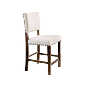 Benzara Glenbrook Counter Height Chair, Brown Cherry Finish, Set Of 2 BM131110 Brown Cherry, Ivory Wood Fabric BM131110