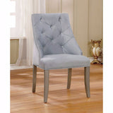 Benzara Diocles Contemporary Wingback Chair, Silver Finish, Set Of 2 BM131111 Silver, Light Gray Wood Fabric BM131111