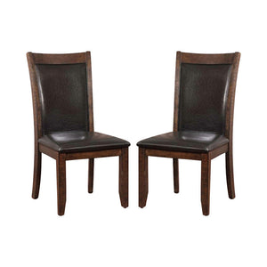 Benzara Meagan I Transitional Side Chair, Brown Cherry, Set Of 2 BM131115 Brown Cherry Wood Leather BM131115