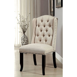 Benzara Sania II Rustic Bar Chair, Ivory & Antique Black Legs Finish, Set Of 2 BM131121 Ivory,Black Wood Linen BM131121