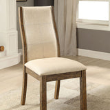 Benzara Onway Contemporary Side Chair, Oak & Beige, Set Of 2 BM131126 Oak, Beige Wood Linen BM131126