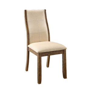 Benzara Onway Contemporary Side Chair, Oak & Beige, Set Of 2 BM131126 Oak, Beige Wood Linen BM131126