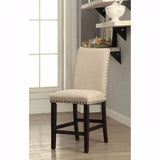 Benzara Dodson II Contemporary Counter Height Chair, Ivory and Black, Set of 2 BM131127 Black, Ivory Wood Linen BM131127