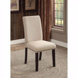 Benzara Dodson I Transitional Side Chair,  Black and Ivory, Set Of 2 BM131128 Black, Ivory Wood Linen BM131128