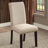 Benzara Dodson I Transitional Side Chair,  Black and Ivory, Set Of 2 BM131128 Black, Ivory Wood Linen BM131128