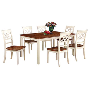 Benzara Torrington Cottage Dining Table BM131132 Off-White, Cherry Wood BM131132