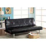 Benzara Eddi Contemporary Sofa Futon In Black Finish BM131150 Black Leather BM131150