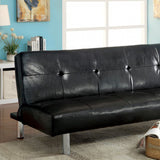 Benzara Eddi Contemporary Sofa Futon In Black Finish BM131150 Black Leather BM131150